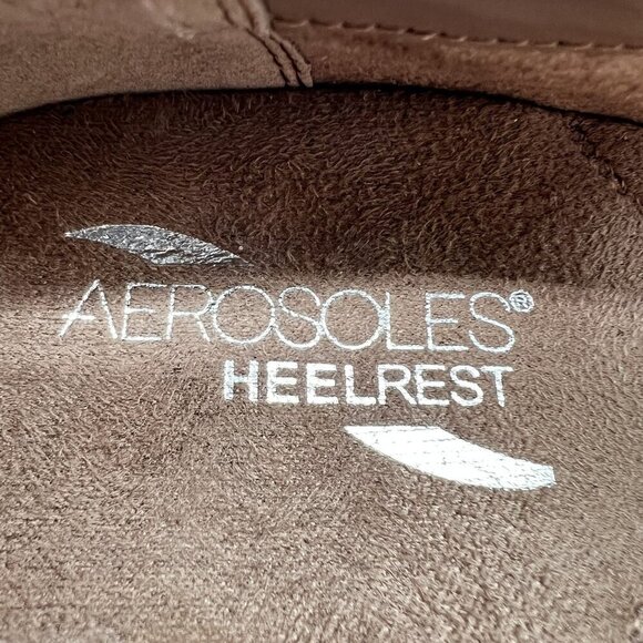 Aerosoles 9M Water Roll Taupe Comfort Pump MaryJane Snakeskin Trim Faux suede - Picture 11 of 12